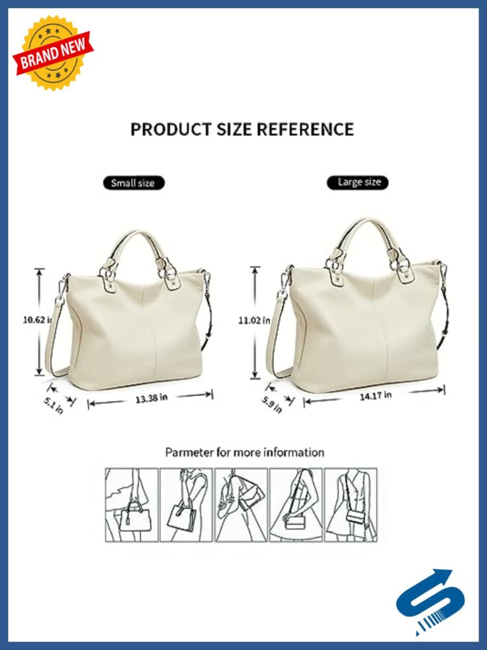 Genuine Leather Tote Purse for Women, Top Handle Satchel, Shoulder Bag - Picture 2 of 6